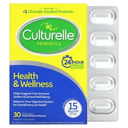 Culturelle, Health & Wellness, поддержка иммунитета, 30 вегетарианских капсул для приема один раз в день