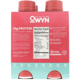 OWYN, Protein Plant-Based Shake, Strawberry Banana, 4 Shakes, 12 fl oz (355 ml) Each