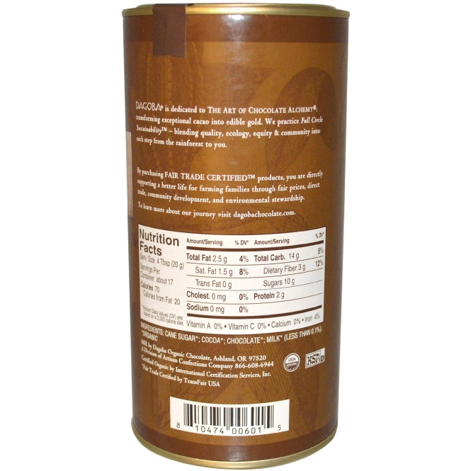 Dagoba Organic Chocolate, Шоколадный напиток, аутентичный, 12 унций (340 г)
