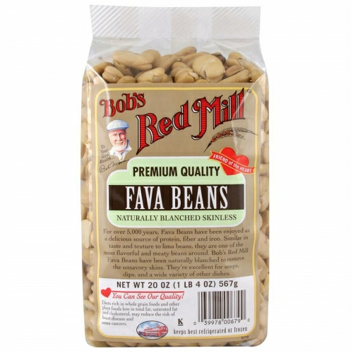 Bob's Red Mill, Фасоль фава, Натурально отбеленная и очищенная, 20 унций (567 г)