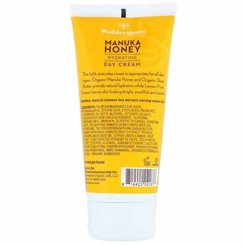 Wedderspoon, Manuka Honey, Hydrating Day Cream with Lemon Fruit Extract, Aloe & Green Tea Scent, 6 fl oz (180 ml)