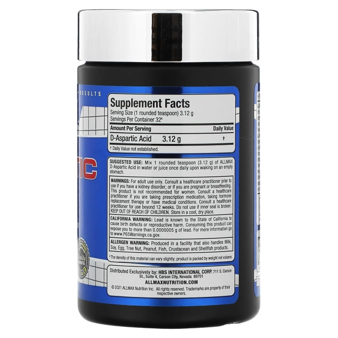 ALLMAX Nutrition, D-аспарагиновая кислота, 100 г