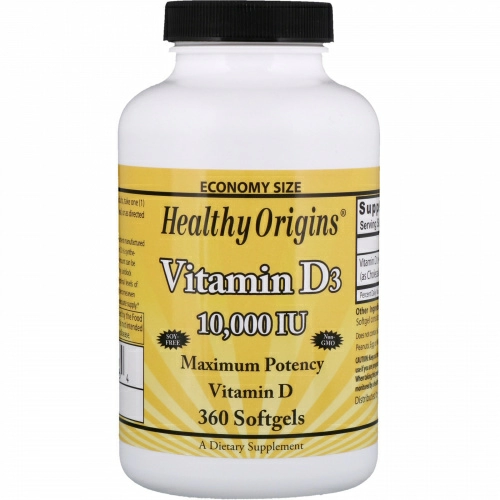 Healthy Origins Витамин D3 10000 МЕ, 360 желатиновых капсул