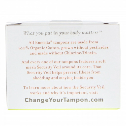 Emerita, 100% Organic Cotton Tampons, Non-Applicator, Super, 16 Tampons