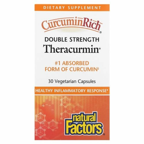 Natural Factors, Теракурмин, двойная сила действия, 30 вегетарианских капсул
