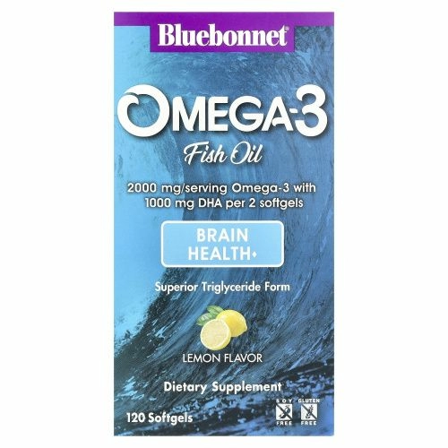 Bluebonnet Nutrition, Натуральный состав для мозга с омега-3, 120 мягких капсул