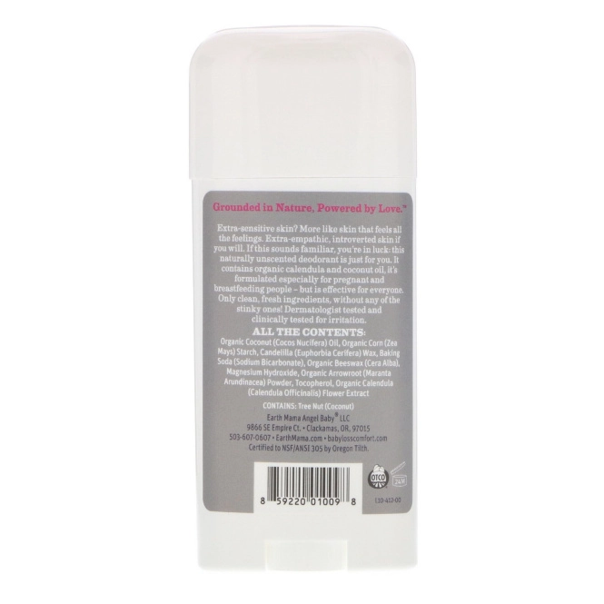Earth Mama, Дезодорант, натуральный, без запаха, 3 унц. (85 г)