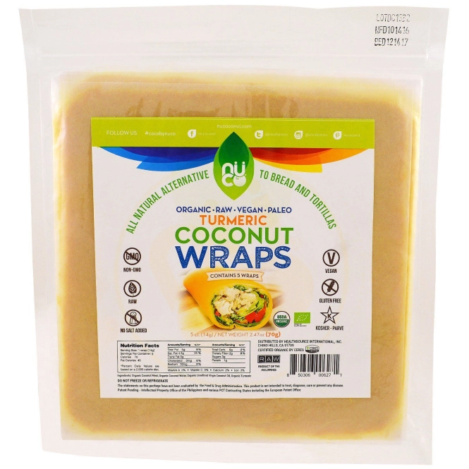 NUCO, Кокосовые лепешки, куркума, 5 шт., 2,47 унц. (70 г)