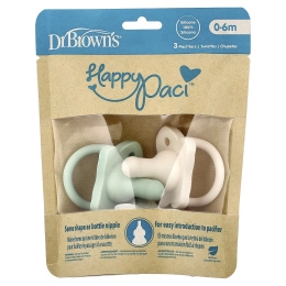 Dr. Brown's, HappyPaci™, соска для детей 0–6 месяцев, зеленый, серый и бежевый, 3 шт.