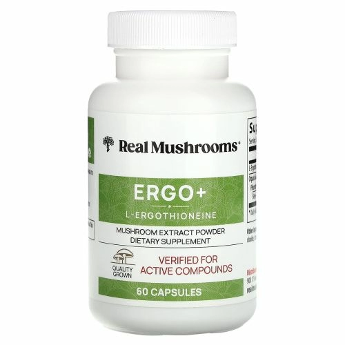 Real Mushrooms, ERGO + L-эрготионеин`` 60 капсул