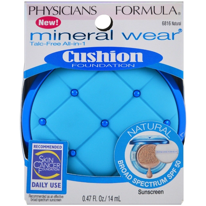 Physicians Formula, Минеральный продукт, основа с подушечкой, широкий спектр SPF 50, натуральный, 0,47 ж. унц. (14 мл)
