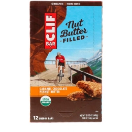Clif Bar, Энергетический батончик с ореховым маслом, карамель, шоколад, арахисовое масло, 12 батончиков, 1,76 унц. (50 г) каждый