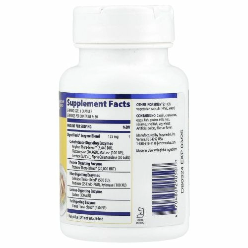 Enzymedica, Digest Basic, Формула с основными ферментами, 30 капсул