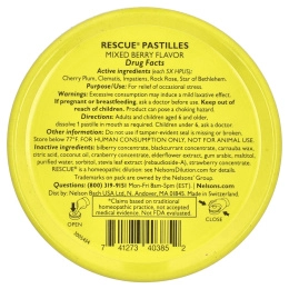 Bach, Rescue® Pastilles, для снятия стресса, ягодное ассорти, 35 пастилок, 50 г (1,7 унции)