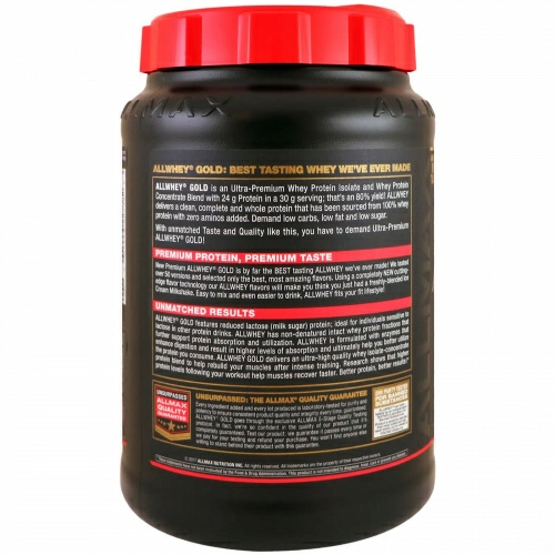 ALLMAX Nutrition, AllWhey Gold, 100% сывороточный белок + первосортный белковый изолят, со вкусом торта ко дню рождения, 907 г (2 фунта)