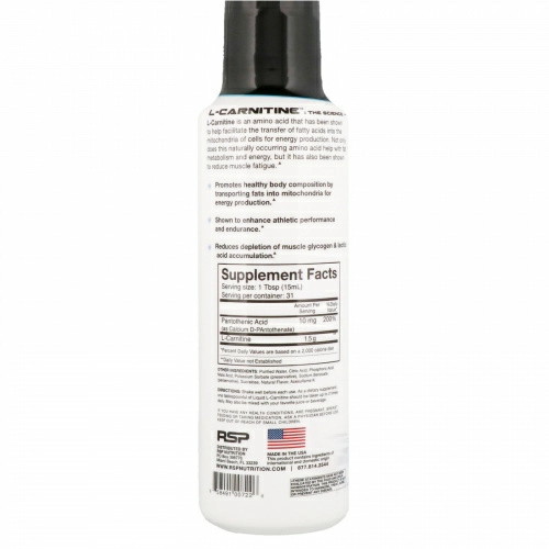 RSP Nutrition, L-Carnitine Liquid Formula, 1,500 mg, Berry, 16 fl oz (473 ml)