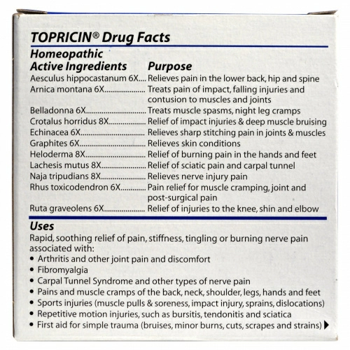 Topricin, Противовоспалительный крем от боли и травм, 4.0 oz