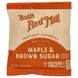 Bob's Red Mill, Овсянка быстрого приготовления, цельнозерновые, кленовый коричневый сахар, 6 пакетиков по 45 г (1,59 унции)