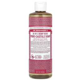 Dr. Bronner's, 18-в-1 чистое кастильское мыло из конопли, розовое, 473 мл (16 жидк. унц.)