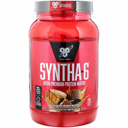 BSN, Syntha-6, белковый порошок наивысшего качества для сухой мышечной массы, со вкусом шоколада и арахисового масла, 2,91 фунта (1,32 кг)