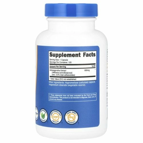 Nutricost, Экстракт корня ашваганды, 600 мг, 120 капсул