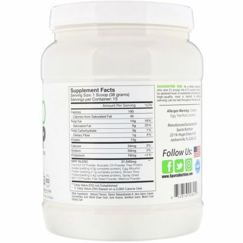 Sparta Nutrition, Keto MRP, Green Matcha, 20.11 oz (570 g)