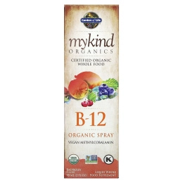 Garden of Life MyKind Organics B-12 Органический спрей со вкусом малины 2 унции (58 мл)