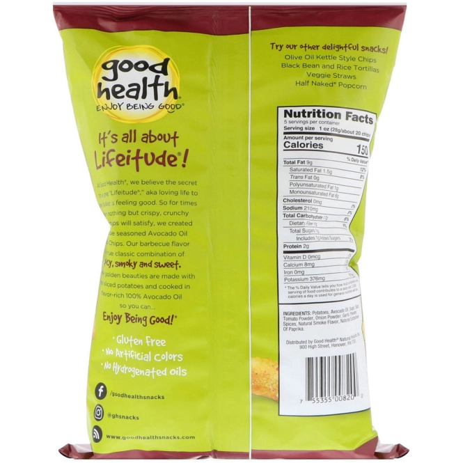 Good Health Natural Foods, Kettle Style Chips, Avocado Oil, Barbecue, 5 oz (141.7 g)
