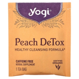 Yogi Tea, Peach DeTox, персик, без кофеина, 16 чайных пакетиков, 32 г (1,12 унций)
