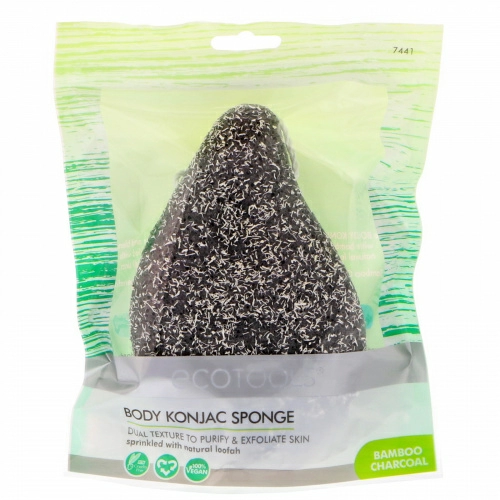 EcoTools, Body Konjac Sponge, бамбуковый уголь, 1 спонж