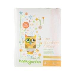 BabyGanics, Ультравпитывающие подгузники, размер 2, 12-18 фунтов (5-8 кг), 30 подгузников