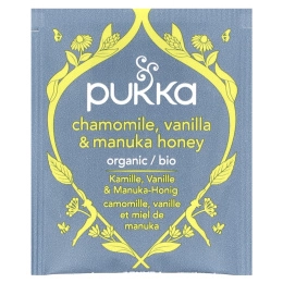 Pukka Herbs, Органический травяной чай, ромашка, ваниль и мед манука, без кофеина, 20 пакетиков, 32 г (1,12 унции)