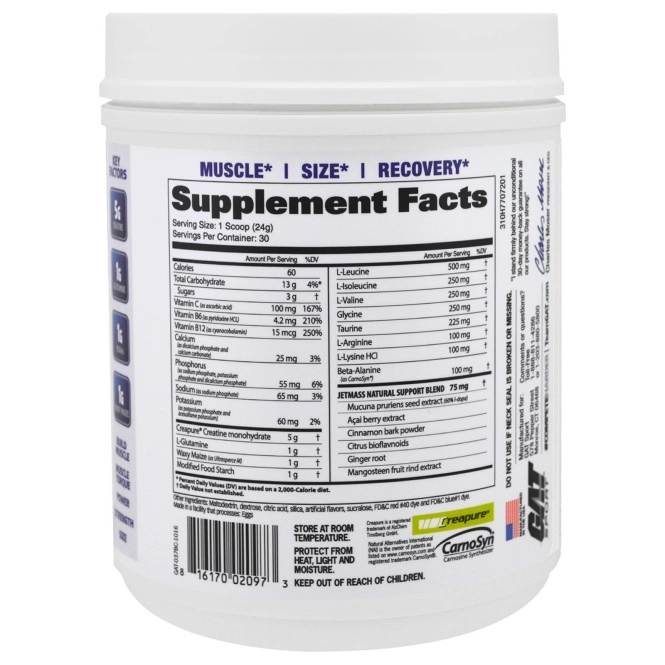 GAT, Sport, JetMass, добавка для набора мышечной массы с креатином, черная вишня, 720 г