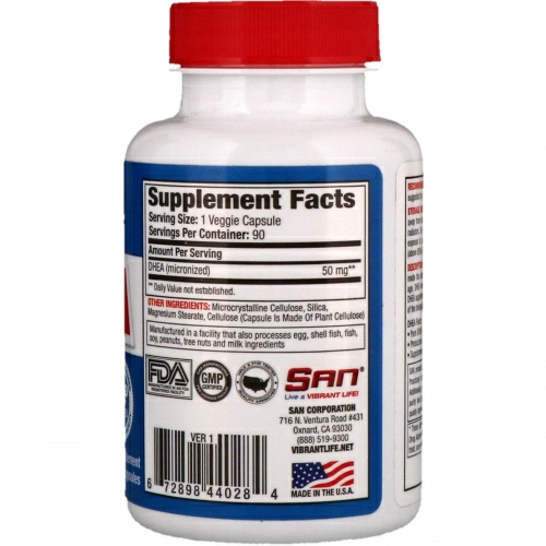 SAN Nutrition, ДГЭА микронизированный, 90 вегетарианских капсул