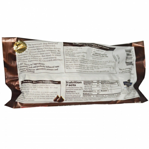 Ghirardelli, Ghirardelli, запеченные премиум-чипсы, шоколад с горько-сладким шоколадом с 60% какао, 10 унций (283 г)