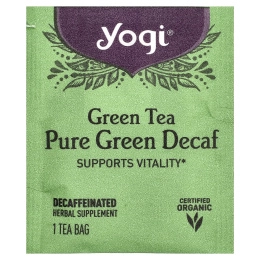 Yogi Tea, чистый зеленый чай, без кофеина, 16 чайных пакетиков, 31 г (1,09 унции)
