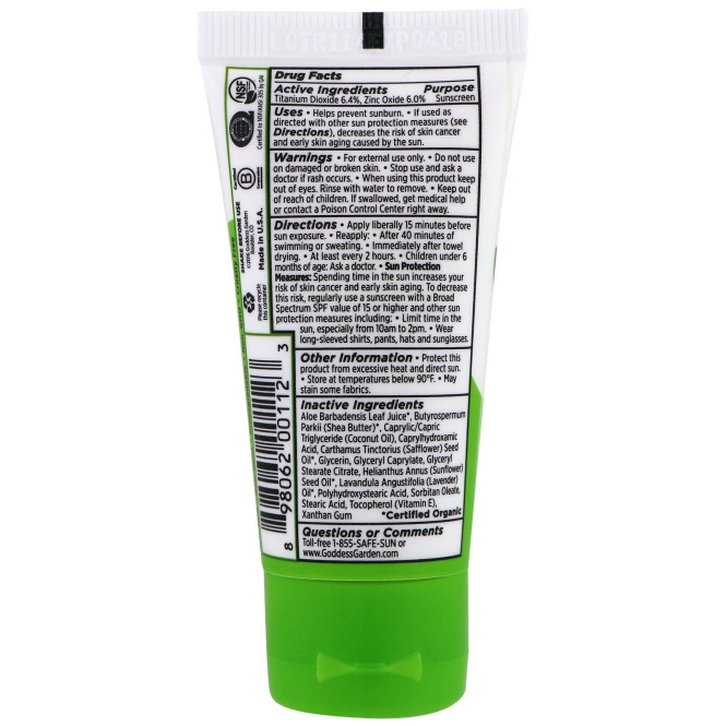 Goddess Garden, Органический продукт, для детей, натуральное солнцезащитное средство, SPF 30, 1 унция (28 г)