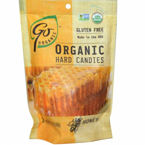 GoOrganic, Органические леденцы, мед, 3,5 унций (100 г)