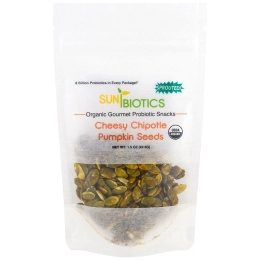 Sunbiotics, Органические закуски для гурманов, семена тыквы, сырный чипот, 42,5 г (1,5 унции)