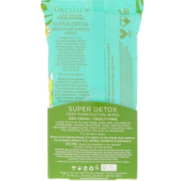 Pacifica, Super Detox, салфетки для глубокого очищения, капуста, огурец и гарциния, 30 натуральных влажных салфетки