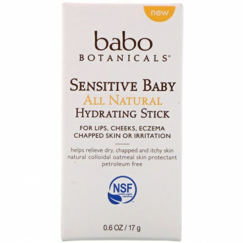 Babo Botanicals, Sensitive Baby, натуральный увлажняющий стик, 0,6 унц. (17 г.)