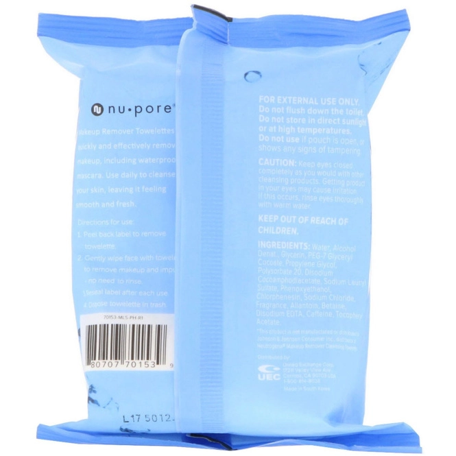 Nu-Pore, Влажные салфетки для снятия макияжа, 25 влажных салфеток