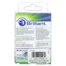 Baby Buddy, Brilliant, детские насадки Sonic, для детей от 5 лет, апельсин, 2 сменные насадки