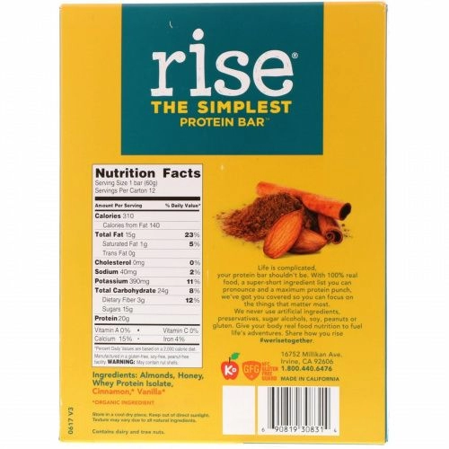 Rise Bar, Протеиновый батончик, сникердудл, 12 шт, 2,1 унции (60 г) каждый