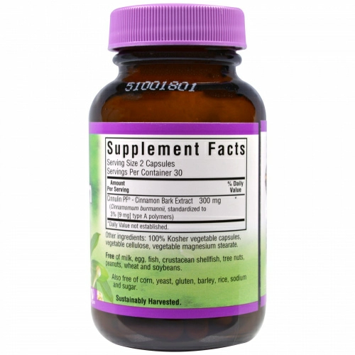 Bluebonnet Nutrition, Циннулин PF, экстракт коры корицы, 60 капсул на растительной основе