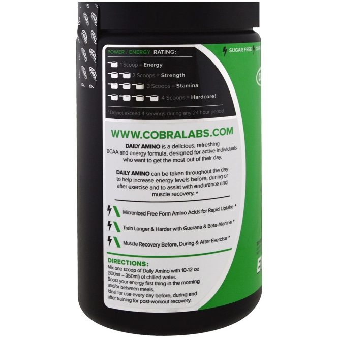 Cobra Labs, Daily Amino, энергия, хрустящее зеленое яблоко, 255 г