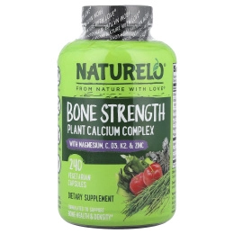 NATURELO, Bone Strength, комплекс растительного кальция, 240 вегетарианских капсул