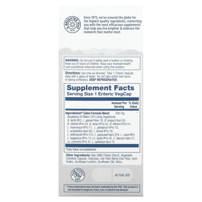 Solaray, Пробиотик Mycrobiome - Формула для толстой кишки 30 вег капсул
