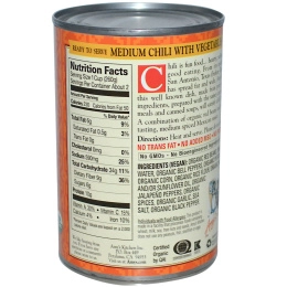 Amy's, Органический чили, средней остроты с овощами, 14,7 унции (416 г)