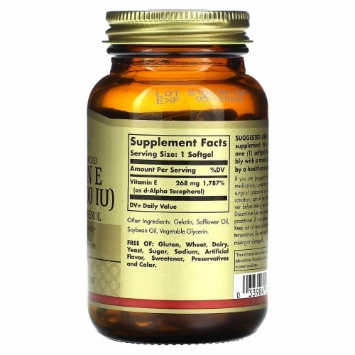 Solgar Vitamin E 268 mg (400 IU), 100 желатиновых капсул